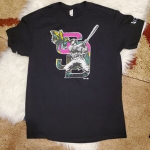 Black Graphic Tee with Baseball Design